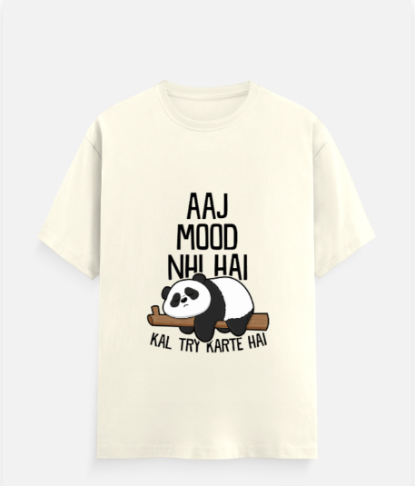 Aaj Mood Nhi Hai – Panda Graphic Classic Crew T-Shirt