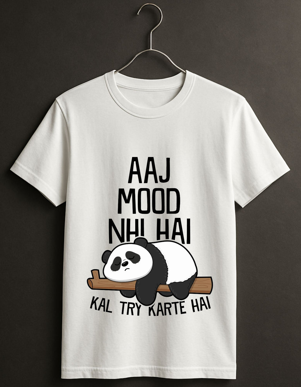 Aaj Mood Nhi Hai – Panda Graphic Classic Crew T-Shirt